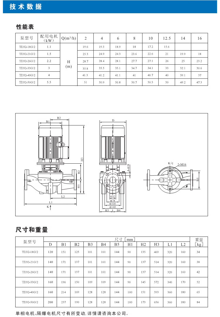 南方热水循环泵TD32/40/50/65/80/100/125/150/200/250